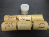 Lot of (6) $10 Rolls of Kennedy Half Dollars and (6) 1976 in Tube