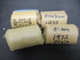 Lot of (4) $20 Rolls of 1972 Eisenhower Dollars