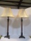 Pair of Buffet Marble and Metal Table Lamps with Shades