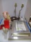 Small Table Lot - Lamps, Lamp Harps,Toy Pony, Dog Figurine, Frames etc.