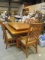 Mission Style Wood Dining Table and 2 Arm Chairs and 4 Side Chairs with 1 Leaf