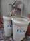 2 Gott Rolling Trash Cans and Various Garden Tools