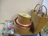 Sewing Lot - Spools of thread, Buttons, Baskets etc.