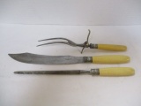 Landers and Frary & Clark Antique 3 Piece Carving Set c1880-90 Aetna Works