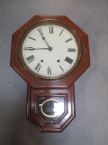 Vintage School House Wall Clock with Key and Pendulum