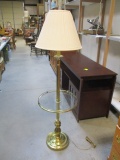 Brass Floor Lamp with Glass Table