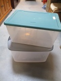 2 Large Plastic Totes with Lids