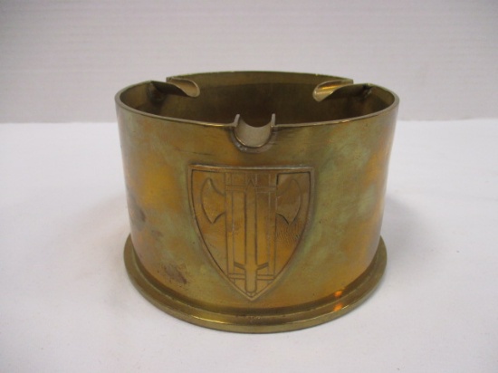 Artillery Art Ashtray with Applied Brass Crest and Military Assignment Engraving