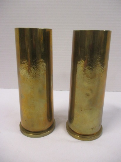 Artillery Art Vases with Embossed Palm Tree Designs