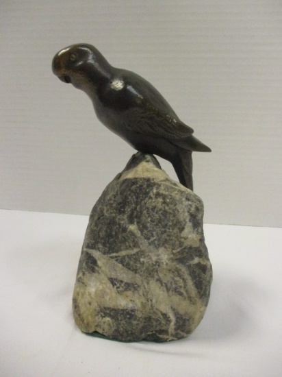 Bronze Parrot on Stone Base