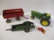 John Deere Metal Tractor & Grain Collector, Red Dump Trailer,
