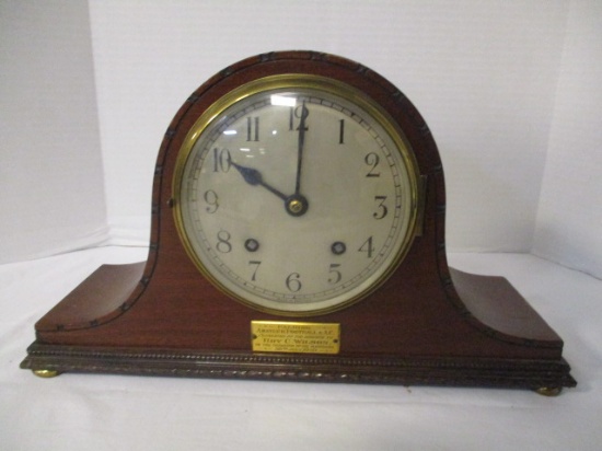 English Mantle Clock E15377 With Inscribed Brass Plate