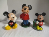 Three Mickey Mouse Vinyl Banks:  1 Marked Disney