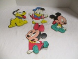 Baby Mickey, Minnie, Donald, And Pluto Board Wall Hangings