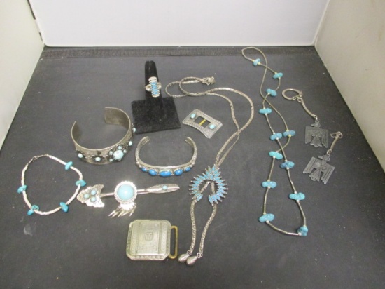 Lot of Silvertone Southwestern Style Jewelry