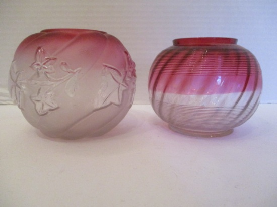 Two Rose Bowls - Red to Clear Glass