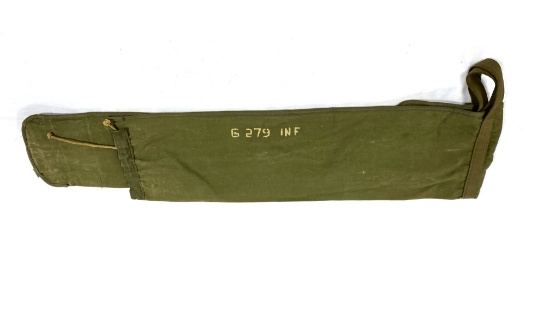 6' Green Canvas Rifle Carrying Case Marked " G279 INF"