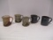 Five Hand Turned Signed Pottery Mugs