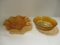 Two Marigold Carnival Glass Bowls with Dogwood Designs