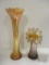 Two Carnival Glass Pulled Vases