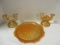 Marigold Iris and Herringbone Dessert Plate and Pair of Double Candle Holders
