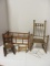 Vintage Wooden Doll Chair, Rocker, Crib Frame and Metal Hangers