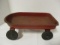 Vintage Red Metal Toy Wagon with Hard Rubber Wheels