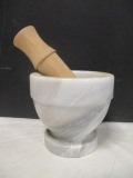 Marble Mortar and Wood Pestle