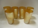 Six Marigold Bamboo Pattern Glasses