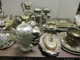 Silverplated Candle Sticks, Serving Trays, Shakers, Creamers, Sugar Bowls, etc.