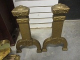 Pair of Vintage Pullman Andirons Painted Gold