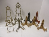Brass and Wood Plate Stands