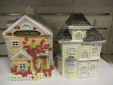 Two House Shaped Cookie Jars