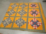 Antique Hand Pieced Nine Square Quilt