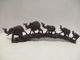 Red Poly Resin Elephant Train Statue