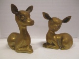 Pair of Brass Laying Deer Figures