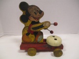 Vintage Walt Disney Mickey Mouse Drumming Pull Toy