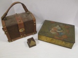 Vintage Whitman's Chocolate Tin, Kingoff Brothers Ring Box and Wood Box Purse