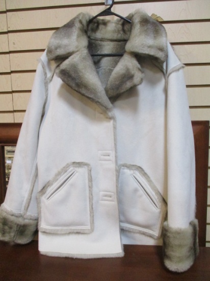 Dennis Basso Reversible Faux Fur/Suede Coat