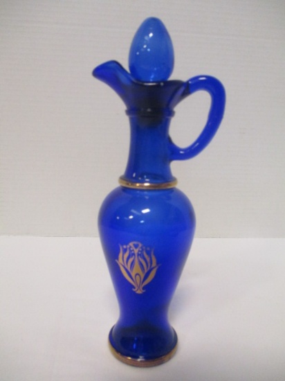 Cobalt Blue Avon Cruet With Gold Detailing