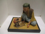 Mudman And Monkey Figural On Mat Base