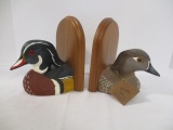 Signed Jennings Decoy Co. Wood Duck Hen And Drake Bookends