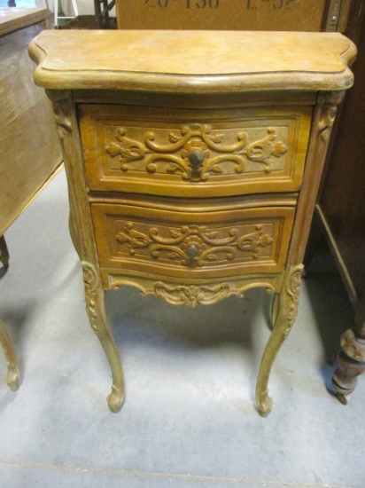 2-Drawer Side Table With Carved Detailing