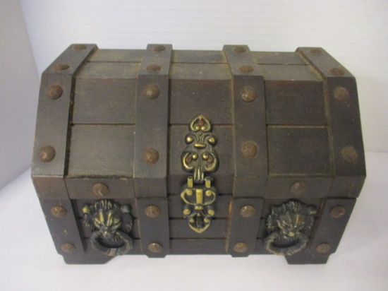 Wooden Treasure Chest Style Jewelry Box