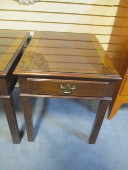 Hickory Chair Side Table with Inlay and 1 Drawer