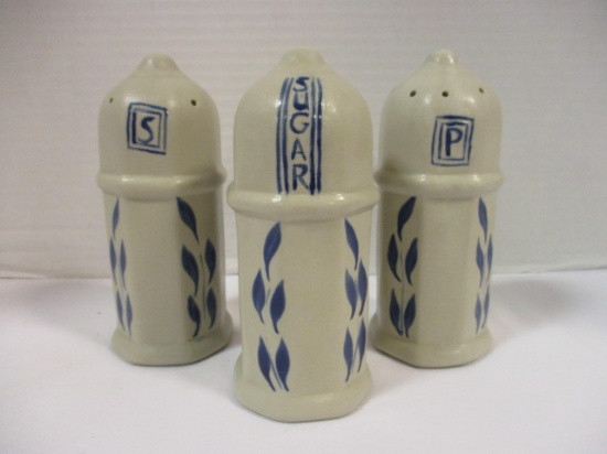 Williamsburg Pottery Salt, Pepper and Sugar Shakers