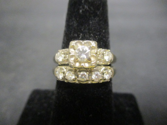 14k White Gold Vintage Diamond Wedding Set