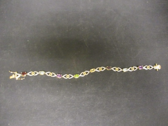 7" Sterling Silver Vermeil Multi-Gemstone Bracelet