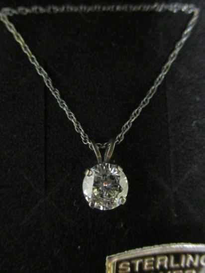 Sterling Silver Chain w/ CZ Pendant