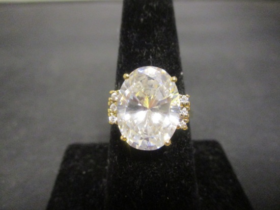 14k Gold Large CZ Stone Ring